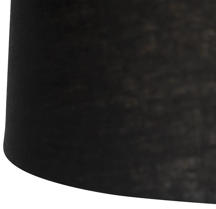 Lampada a sospensione nera con paralumi in lino neri 35 cm 2 luci - Blitz