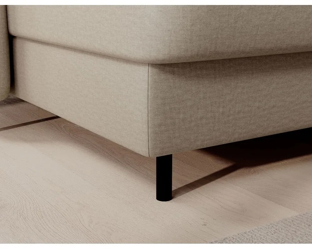 Divano angolare beige allungabile/con contenitore (con penisola a destra/a U) e rivestimento in velluto Berrto – ELTAP