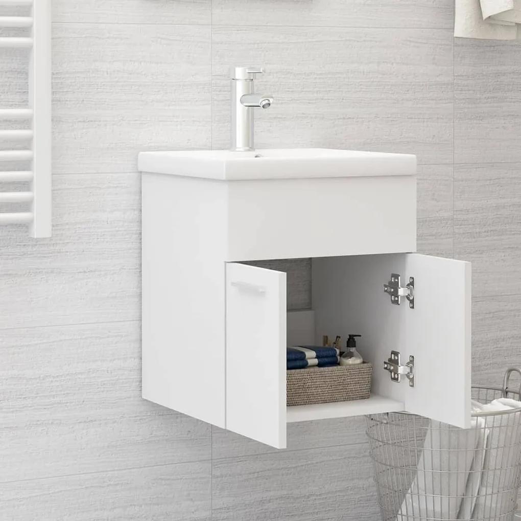 Mobile bagno con lavabo integrato bianco in legno multistrato