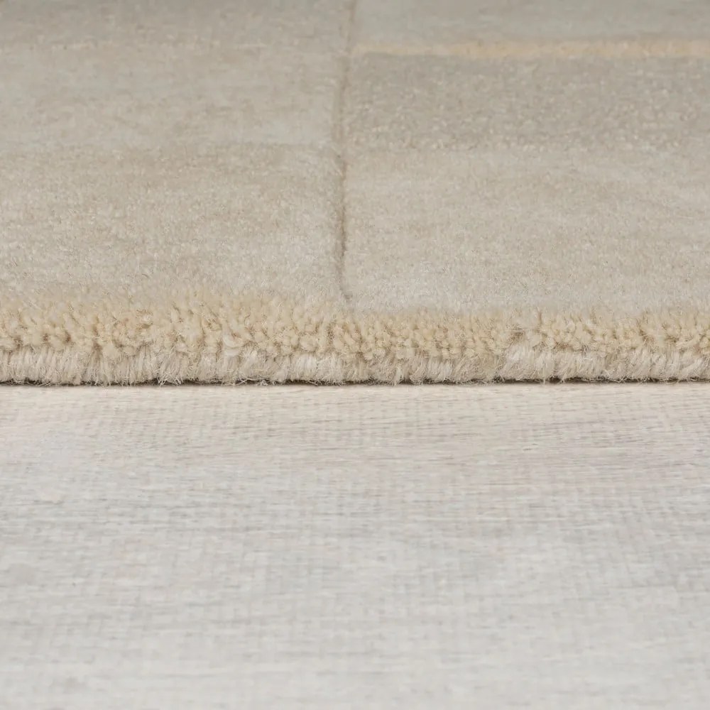 Passatoia in lana beige tessuta a mano 60x230 cm Checkerboard - Flair Rugs