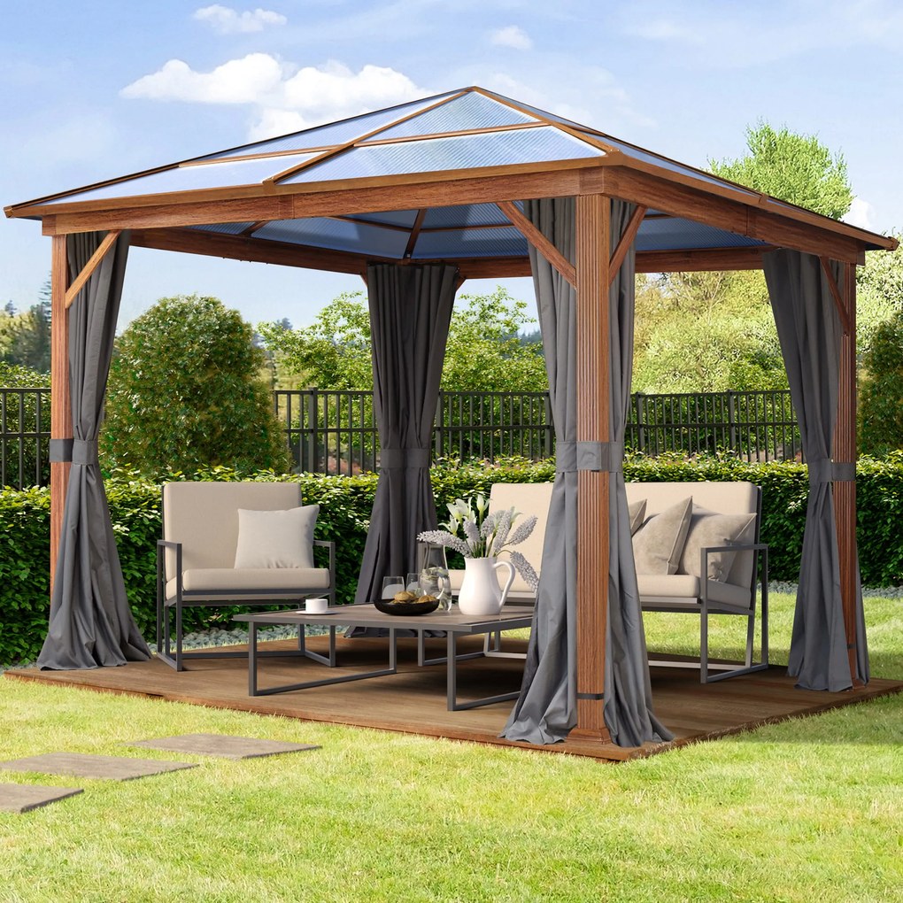 TOOLPORT Gazebo da giardino Hardtop Forest Deluxe loft grigio, 3x3 m, look rovere - (300196)