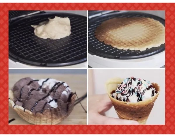 Beper - Piastra per waffle 2 in 1 1000W/230V rossa