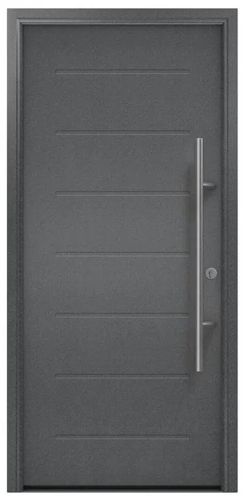 Portoncino d'ingresso HORMANN Iso Pro Secur 015 L 80 x H 210 cm in acciaio grigio, apertura tirare a sinistra