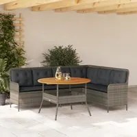 Set Divano da Giardino 2 pz con Cuscini Grigio in Polyrattan 3262092