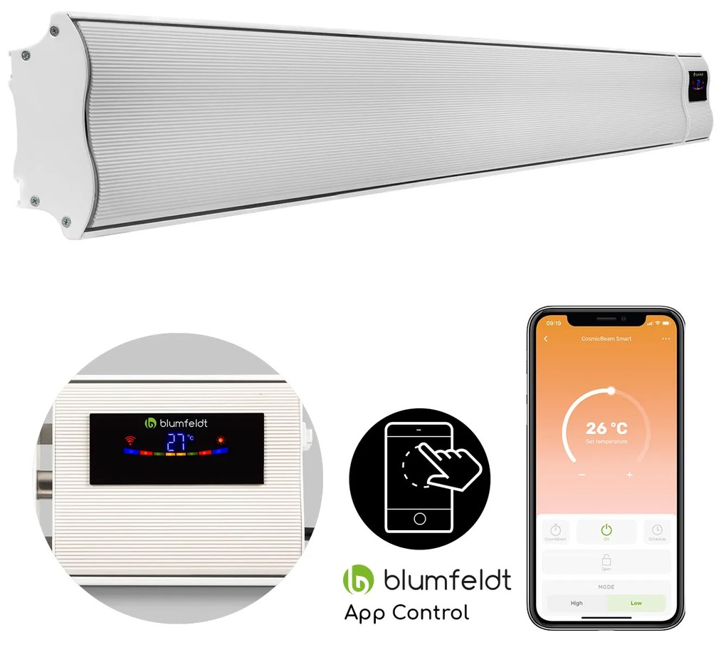 blumfeldt Cosmic Beam Smart 24 riscaldatore radiante a infrarossi 2400W gestione da app telecomando