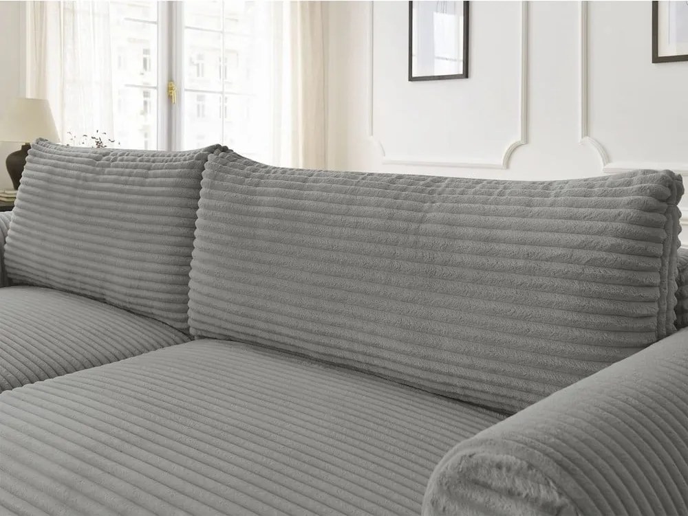 Divano angolare in grigio scuro allungabile (con penisola a sinistra) con rivestimento in velluto a coste Lucien – Bobochic Paris