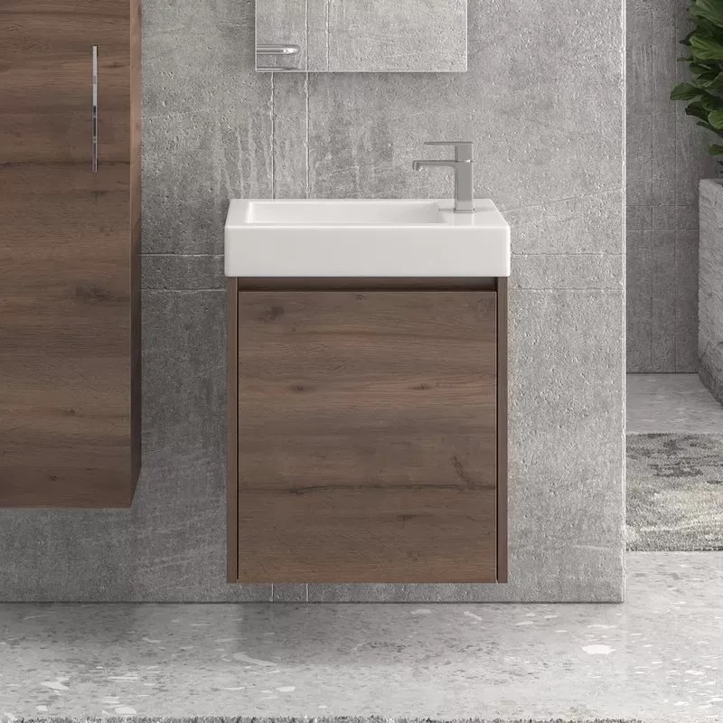 Mobile bagno 55 cm sospeso con un'anta e lavabo incasso MN-55A - KAMALU