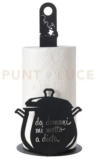 Porta rotolo da cucina moderno da domani mi metto a dieta nero in f...