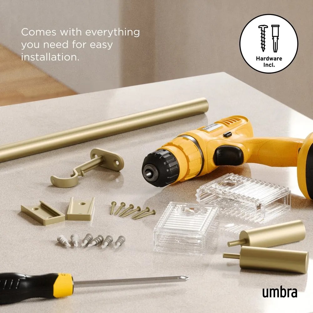 Bastone per tende oro opaco in acciaio regolabile 107 - 305 cm Flute – Umbra