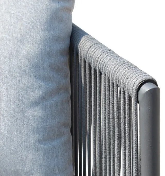 URANUS - salotto da giardino in alluminio e corda con cuscini