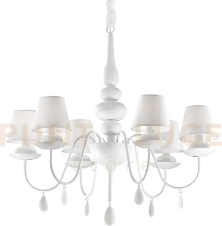 Blanche lampadario a asospensione 6 luci attacco e14 con paralumi i...