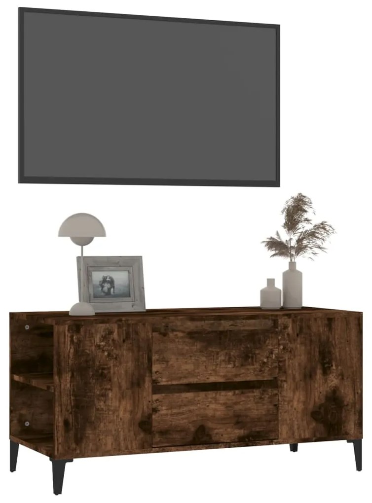 Mobile porta tv rovere fumo 102x44,5x50 cm in legno multistrato