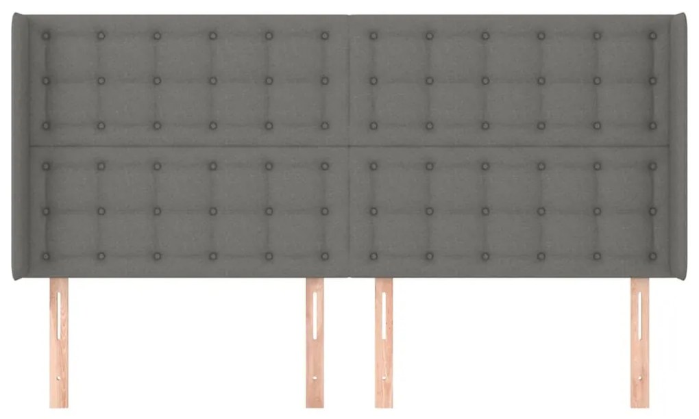 Testiera ad orecchio grigioscuro 163x16x118/128cm intessuto