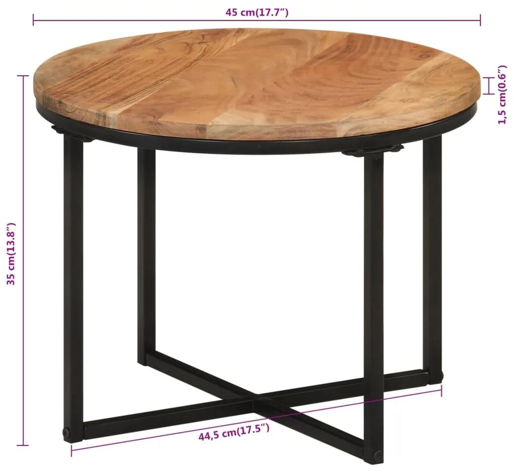 Tavolino Salotto 45x45x35cm in Legno Massello di Acacia e Ferro