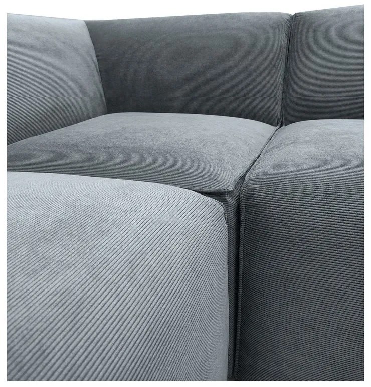 Divano angolare componibile grigio (con penisola a destra) con rivestimento in velluto a coste Sting – Scandic