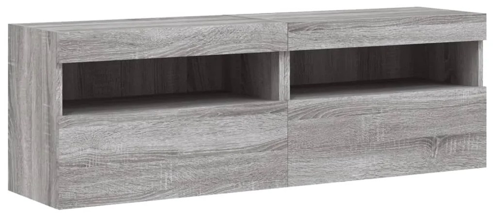 Mobili tv a parete con luci led 2pz grigio sonoma 60x30x40 cm