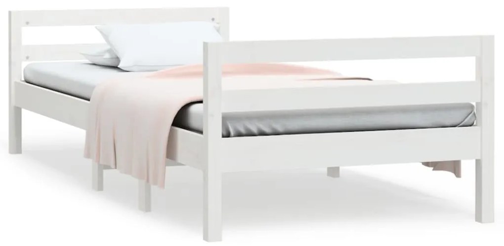 Giroletto bianco 90x200 cm in legno massello di pino