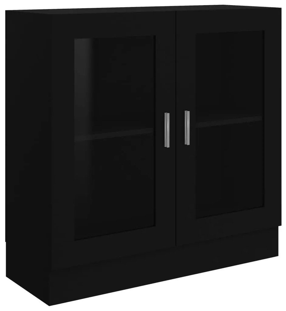 Armadietto con Vetrina Nero 82,5x30,5x80 cm Legno Multistrato