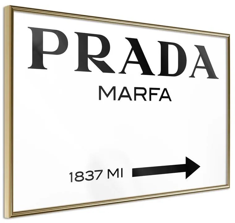 Poster  Prada (White)  Cornice Quadri Cornice d'oro, Larghezza x Altezza Home decor 60x40