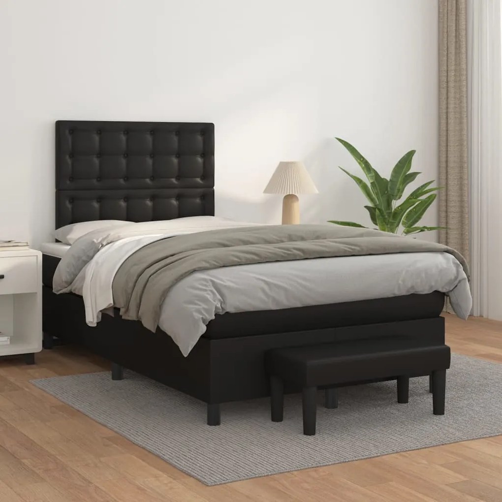 Giroletto A Molle Con Materasso Nero 120x200 Cm İn Similpelle /