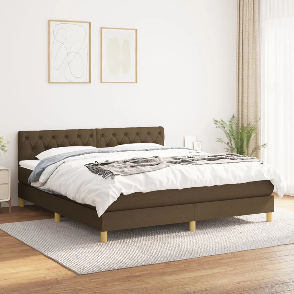 Giroletto A Molle Con Materasso Marrone Scuro 160x200cm Tessuto /