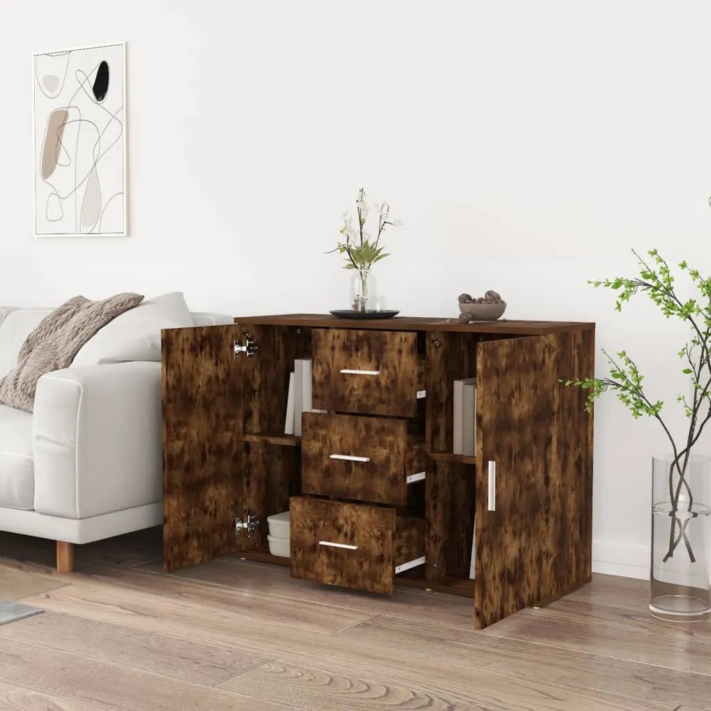 Credenza rovere fumo 91x29,5x65 cm in legno multistrato