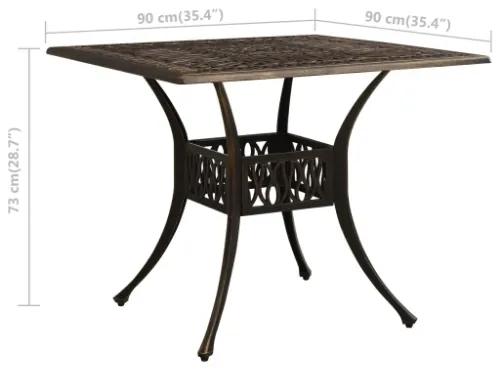 Tavolo da Giardino Bronzo 90x90x73 cm in Alluminio Pressofuso