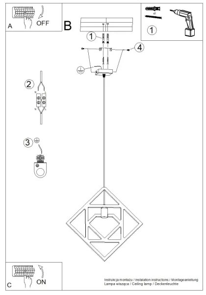 Sollux SL.1757 - Lampadario a sospensione con filo CARO 1xE27/15W/230V faggio