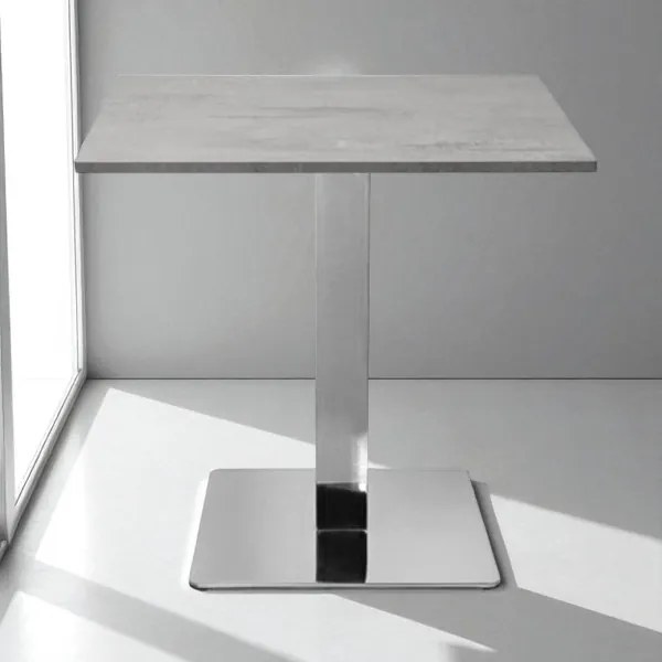 Tavolo bar pub ristorante 80x80 cm base argento e piano laminato Cemento H 75