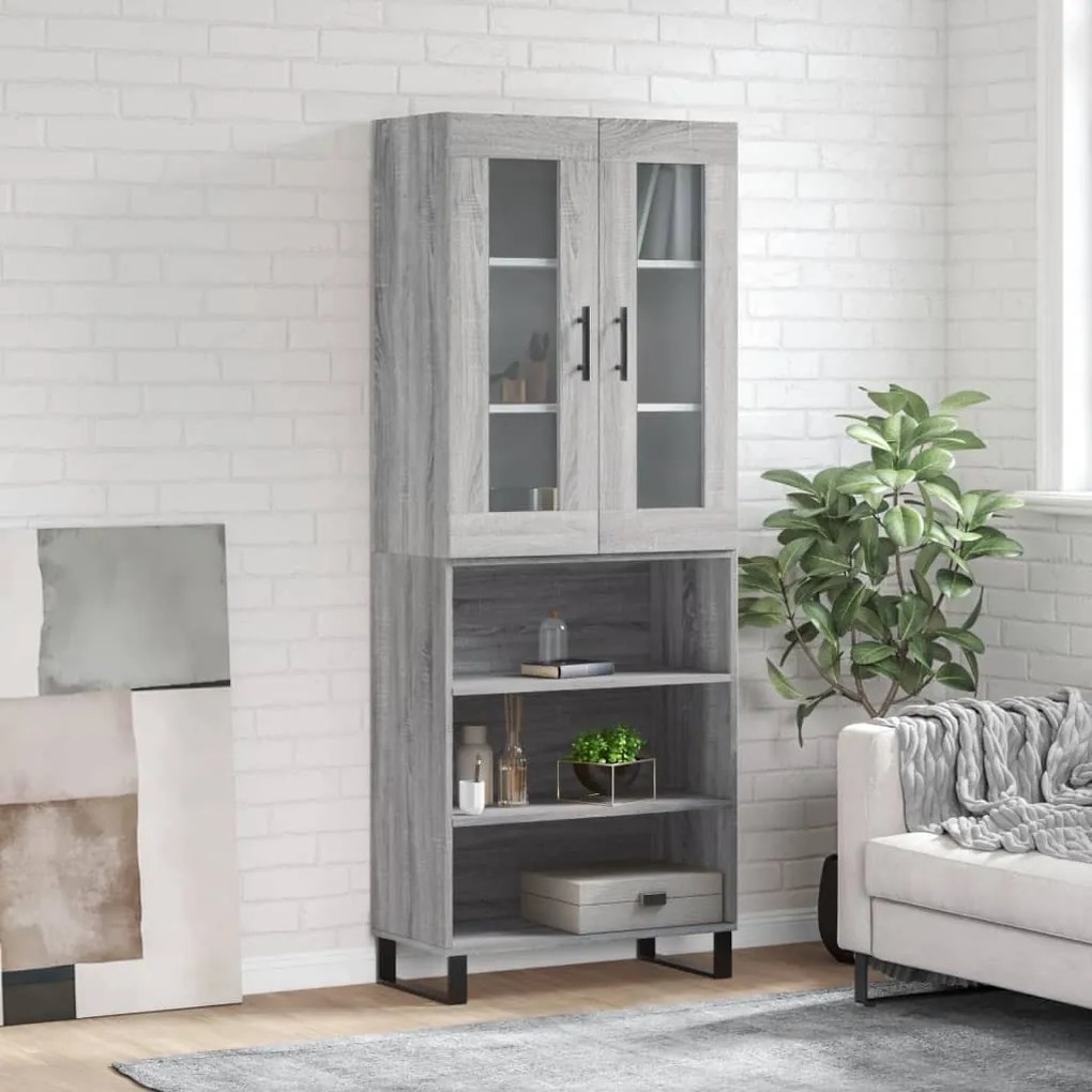 Credenza Grigio Sonoma 69,5x34x180 Cm İn Legno Multistrato /