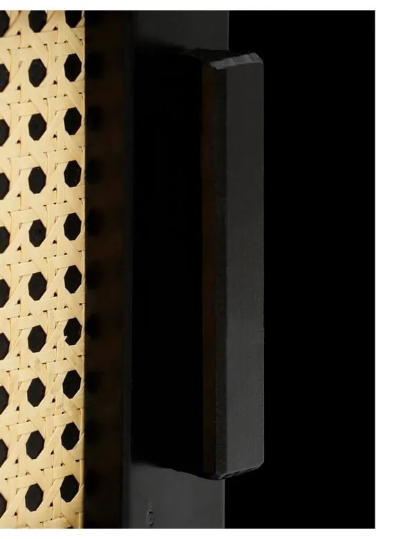 Tavolo TV nero in legno di pino con ante in rattan Jolene - Støraa