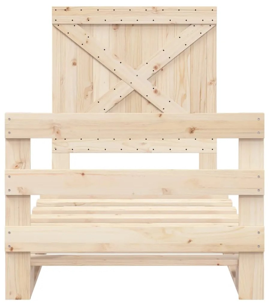 Giroletto con testiera 90x200 cm in legno massello di pino