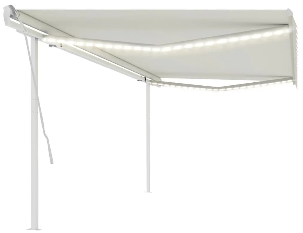Tenda Da Sole Retrattile Manuale Con Led 5x3,5 M Crema /