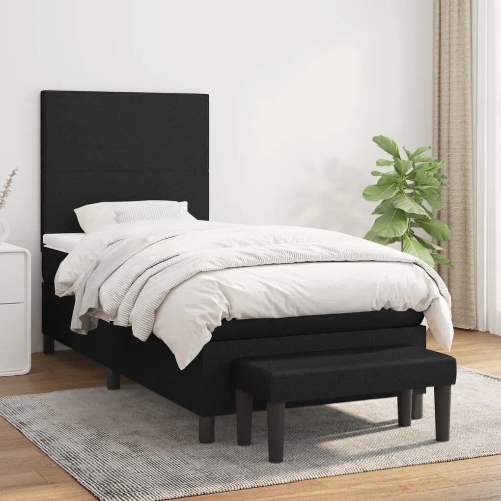 Giroletto A Molle Con Materasso Nero 100x200 Cm İn Tessuto /