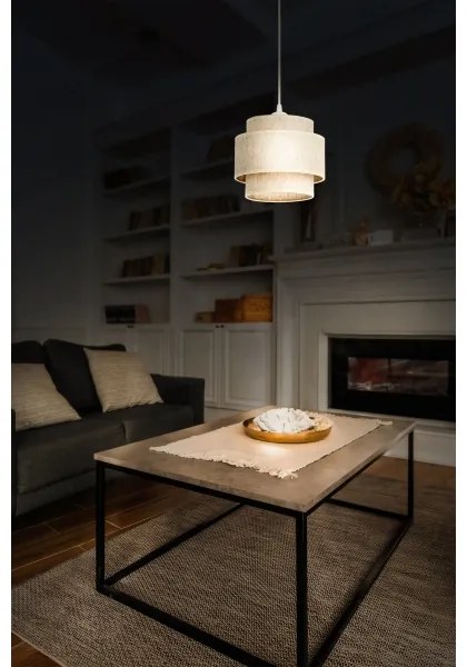 Lampadario a cavo BOHO 1xE27/60W/230V Ø 20 cm bianco