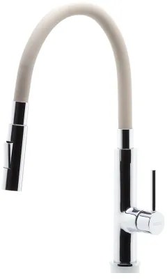 FERRO - Rubinetto per lavello con braccio flessible cromo lucido/beige