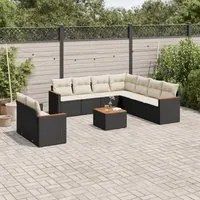 Set Divani da Giardino 10pz con Cuscini in Polyrattan Nero 3226105