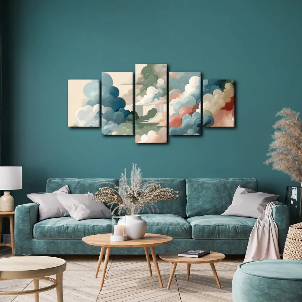 Quadri 5 pezzi – Nuvole colorate in sogno astratto