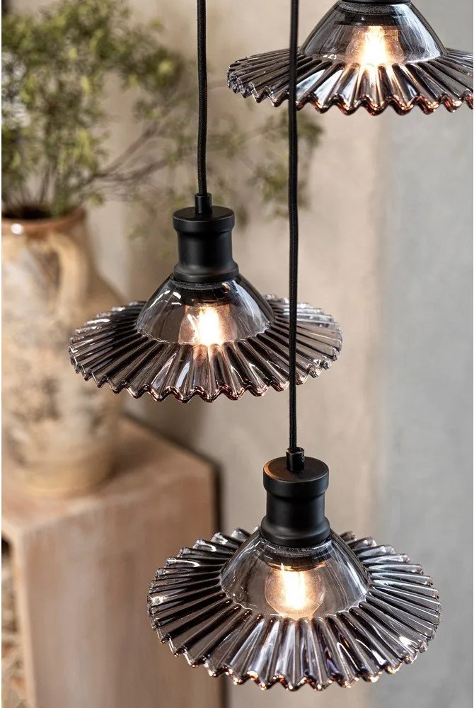 Lampadario nero con paralume in vetro ø 22 cm Novia – Markslöjd