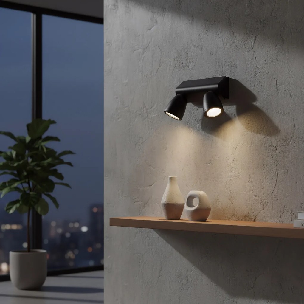 Applique da Esterno IP65 con 2 basi GU10 Serie AXIS - Nera