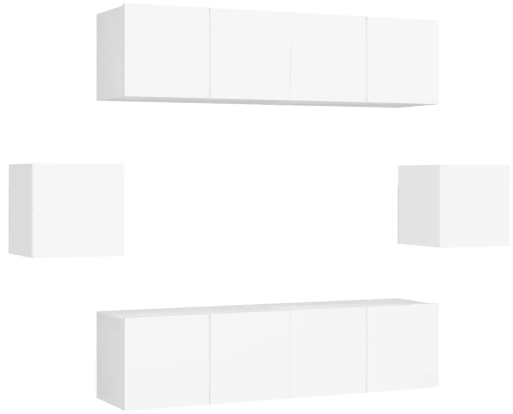 Set mobile tv 6 pz bianco in truciolato