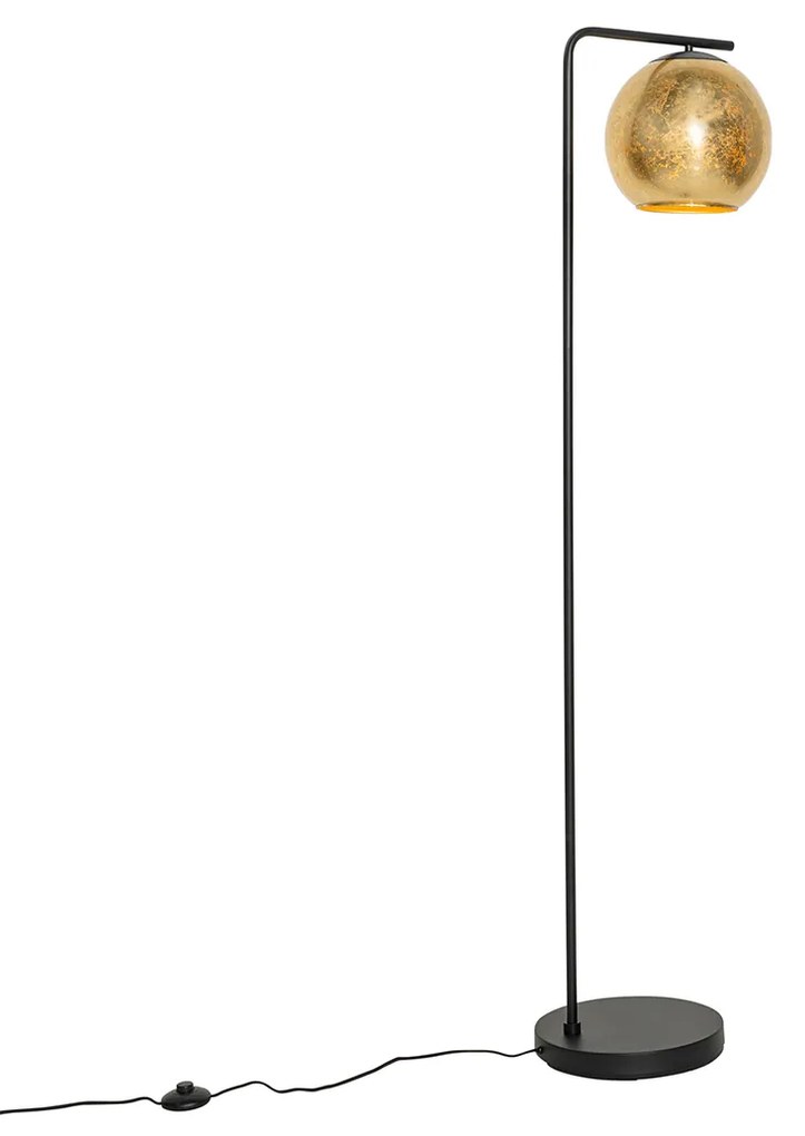 Lampada da terra di design nera con vetro dorato - Bert
