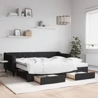 Divano Letto Estraibile con Cassetti Nero 90x200 cm in Tessutocod mxl 130646