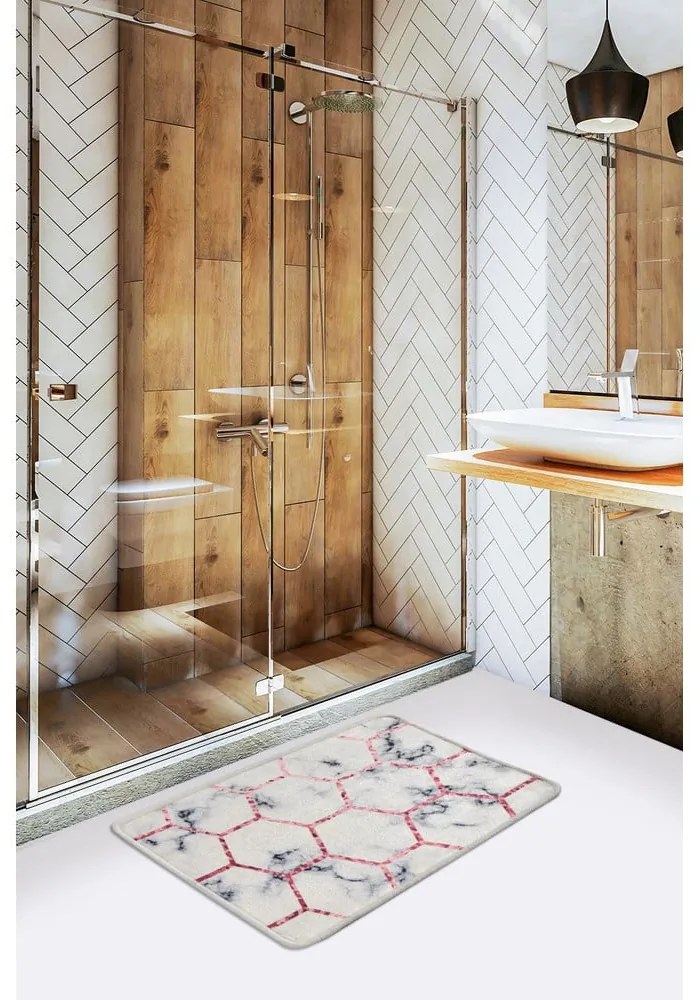 Tappetino da bagno bianco/grigio 60x40 cm Honeycomb - Foutastic