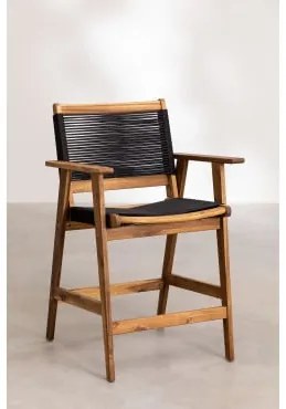 Sgabello Alto Con Schienale In Legno (63 Cm) Tenay Nero - Sklum