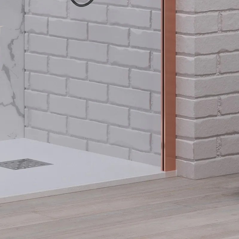 Doccia walkin 100 cm vetro trasparente profilo oro rosa | KW1000GR - KAMALU
