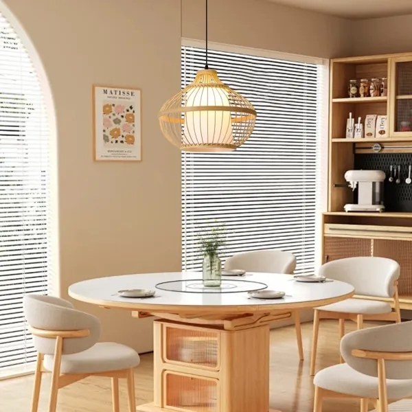 Immax 08256L - Lampadario a sospensione con filo PINCHOS 1xE27/40W/230V diametro 40 cm bambù