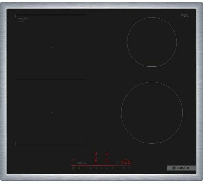 Bosch - Serie 6 PVS645HB1E Piano cottura a induzione 60 cm CombInduction Nero. Colore del prodotto: Nero, Posizionamento dell'apparecchio: Da