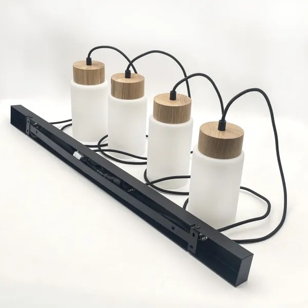 Lampadario sospeso con cavo MARKUS 4xE27/15W/230V nero/rovere