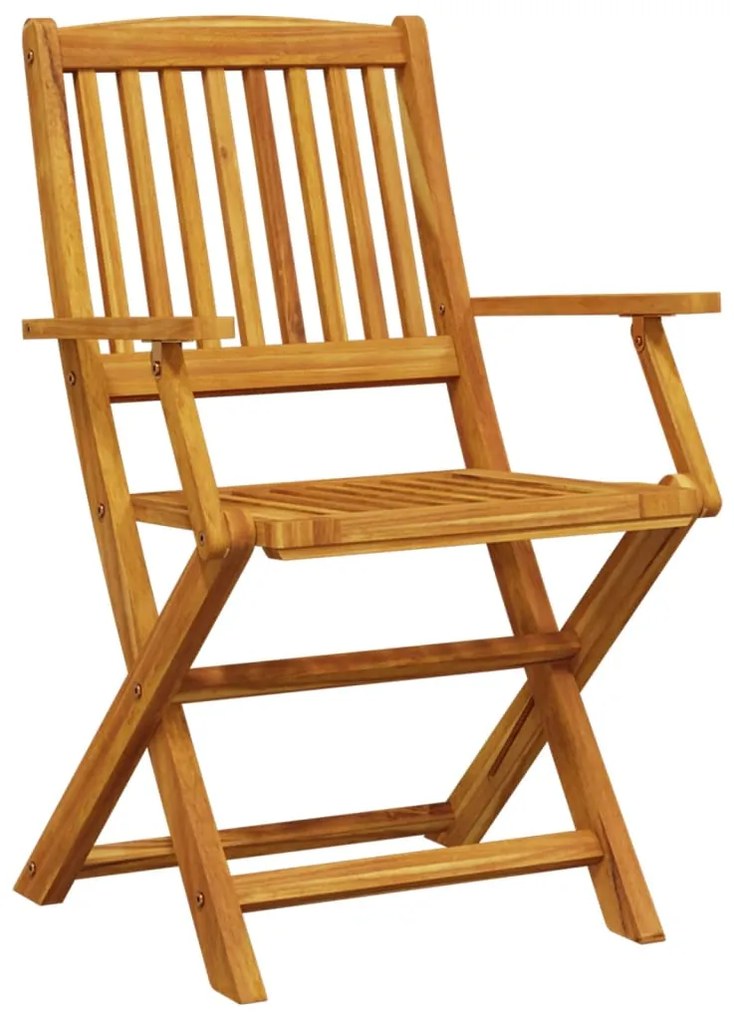 Set pranzo da giardino pieghevole 5pz legno massello di acacia